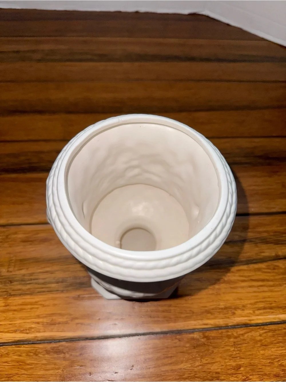 Vintage White Urn Vase with Floral Details